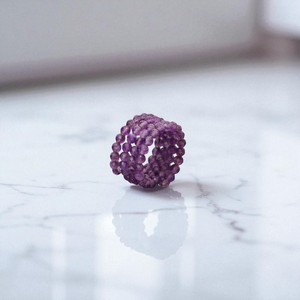Tiny Amethyst Gemstone Beads <b>Ring</b> - Handmade Spiral Design <b>Ring</b> - Gift for Women - Gemstones <b>Ring</b> - Product Image 3