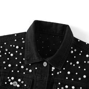 Veste en jean pour homme avec logo brodé, taille personnalisée, manches longues, polaire en laine, écologique, devant - Product Image 4