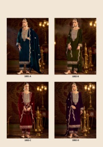 Trajes de Salwar Kameez de Terciopelo para Mujer, Estilo Elegante, con Detalles Hechos a Mano y Corte Moderno, Perfectos para Vestimenta Tradicional y Formal - Product Image 5