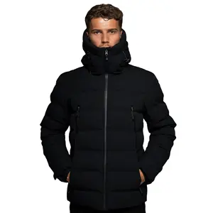 2023 Wholesale Custom Long Sleeve High Neck Offset Puffer jacket Adjustable Cuffs Heat Sealed Quilting Puffer Jacket