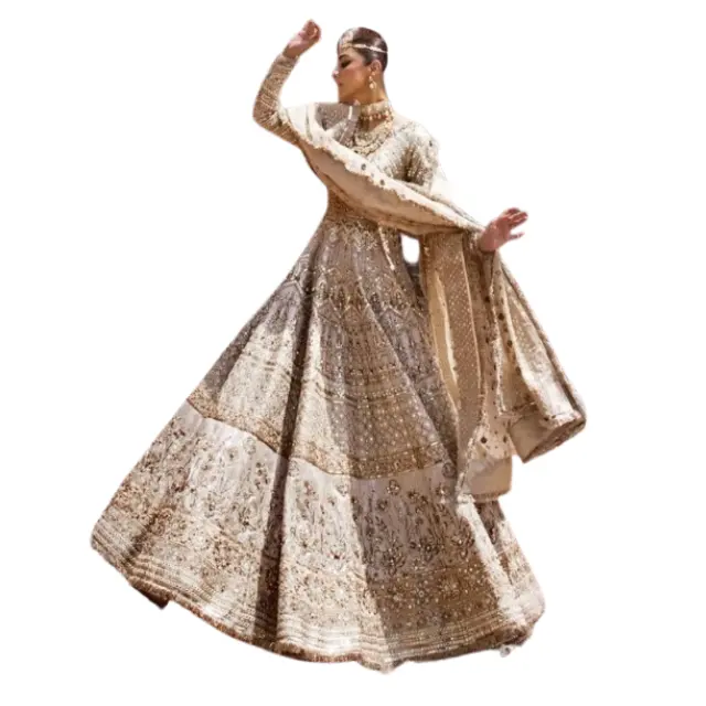 새로운 세련된 여성 긴 소매 웨딩 가운 핫 세일 여성 의류 인도 및 파키스탄 전통 신부 드레스