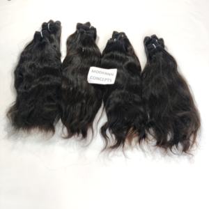 Vente en gros de paquets ondulés noirs naturels non transformés vierges indiennes extensions de cheveux humains de temple bon marché et élégant - Product Image 6