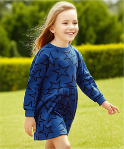 Gaun Pullover berlipat motif kustom untuk anak perempuan gaya kasual mewah pakaian anak-anak mantel & pakaian - Product Image 2