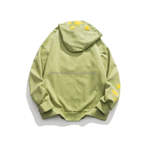 Oem puff estampado zip sudaderas con cremallera de alta calidad hombres puff impreso zip up Sudadera con capucha de gran tamaño - Product Image 3