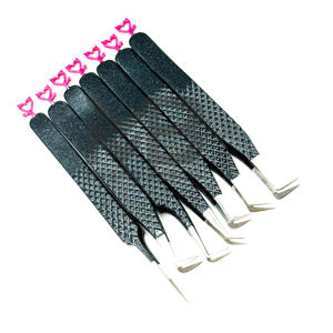 Pince à épiler pour extensions de cils avec logo et couleur personnalisés, livraison rapide, testée à la main, OEM ODM, acier inoxydable, pointe en fibre. - Product Image 1
