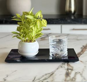 Elegant Natural Marble Oval Flat Serving Tray Artisan Crafted Waterproof Modern Home Decor - Product Image 3