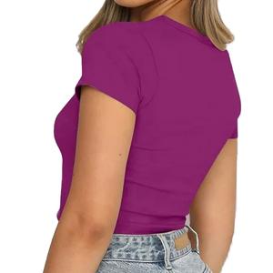 Camisetas Cortas Casuales de Alta Calidad para Mujer, Tallas Grandes, OEM ODM, Impresión de Logotipo Personalizado, Bordado, Fábrica de Ropa de Bangladesh - Product Image 3