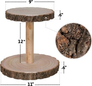 Plateau en bois à deux niveaux Plateau d'affichage décoratif de style ferme rustique pour la cuisine, le comptoir et le centre de table - Product Image 2