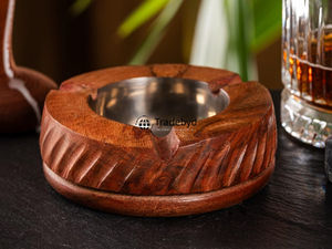 Tradebyd ที่เขี่ยบุหรี่ไม้แบบชนบททนทานที่เขี่ยบุหรี่ตกแต่งอย่างมีสไตล์สำหรับคนรักสูบบุหรี่และของขวัญ - Product Image 5