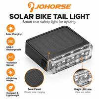 Feu arrière de vélo solaire avec capteur de vibration, 8 COB, 6 modes, rechargeable USB-C, feu d'avertissement arrière pour VTT, moto, vélo électrique, cyclisme