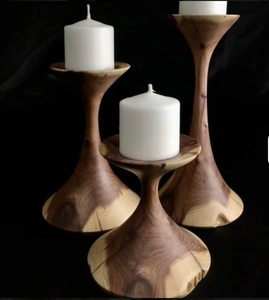 Portavelas de madera decorativo hecho a mano único, portavelas de estilo moderno de Color marrón para Decoración de mesa de boda - Product Image 4