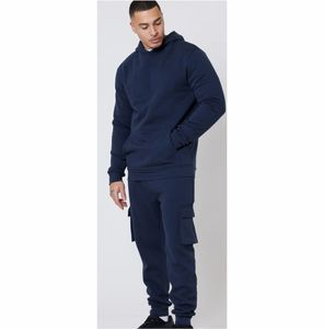 Conjuntos Deportivos de Moda para Hombre, de Dos Piezas, Informales, de Algodón y Poliéster, Transpirables, Estampados, con Capucha, de Color Sólido - Product Image 1