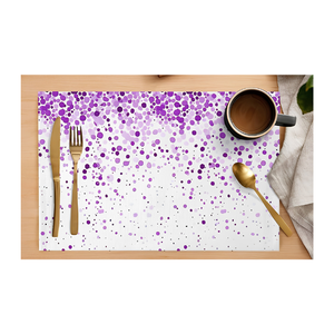 แผ่นรองจานลายเส้นดอกไม้สีม่วงตกแต่ง ขนาด 30x45 ซม. น้ำหนัก 105 กรัม ลายพฤกษศาสตร์สมมาตร ผลิตโดย Indian Home Textile - Product Image 2