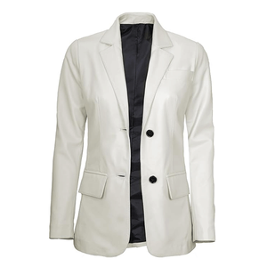 Veste de costume en cuir à 2 boutons décontractée pour femmes à manches longues motif imprimé imperméable peau d'agneau véritable manteau Blazer élégant extérieur - Product Image 1