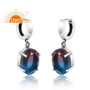 Meilleure vente 925 argent Sterling naturel Bio Alexandrite Doublet Quartz pierres précieuses goutte boucle d'oreille bijoux personnalisés pour les femmes - Product Image 3