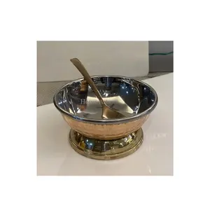 Stainless Steel Round Shape Ice Cream Cup With Spoon Hotel Ware Table Top Sweet Cup From Manufacture In India