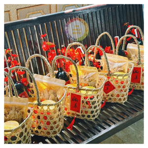 HANDWOVEN SUSTAINABLE BAMBOO <b>GIFT</b> STORAGE BASKET for FRUIT and CANDY CONTAINING GOOD APPEARANCE BAMBOO BASKET <b>BOX</b> SHAPE - CARYLN - Product Image 5