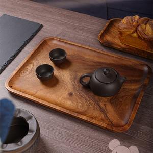 Plateau de service rectangulaire en bois d'acacia, assiette à dîner, plateau à pain, plateau à collations, plateau à thé pour restaurants - Product Image 2