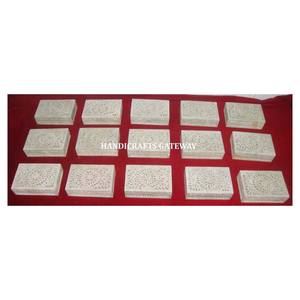 Beau produit de cadeau Boîtes de sculpture à la main en stéatite Boîte sculptée en pierre naturelle avec affichage de bijoux Boîtes à bijoux de décoration - Product Image 1