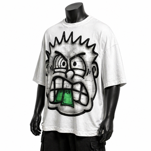 เสื้อยืดโอเวอร์ไซส์สีขาวลายกราฟิกผ้าฝ้ายสตรีทแวร์ผู้ชายทรงดรอปไหล่ รับผลิตตามสั่ง ขายส่ง - Product Image 3