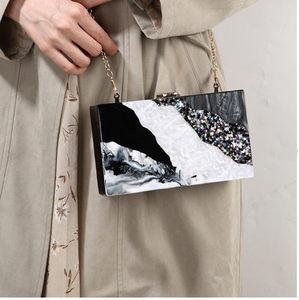 Floral marble clutch wholesale, designer handcrafted stone <b>purses</b>, elegant floral engravings, premium bulk orders available - Product Image 3