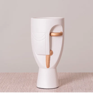 Vase à fleurs en céramique artisanal indien contemporain, design moderne et élégant pour la décoration de bureau à domicile ou d'hôtel - Product Image 1