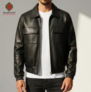 Chaqueta Bomber Casual de Invierno para Hombre con Cierre, Cuello Mao, Diseño Sólido, Cuero Sintético, Servicio OEM - Product Image 6