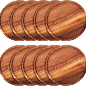 Assiettes en bois écologiques avec des tailles et des nuances de bois personnalisées Style classique Vaisselle ronde polie par Crescent Crafts - Product Image 2