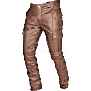 Outdoor Solid Color Leather Pants Casual Wear Men's Leather Pants Hot selling Leather Pant