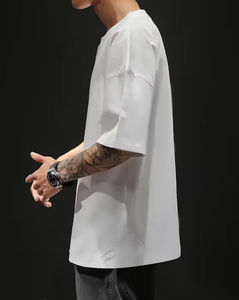 T-shirt pour homme en coton 100% tendance, vêtements décontractés d'été, épaules tombantes, logo imprimé personnalisé, coupe ample, t-shirt pour homme confortable - Product Image 2