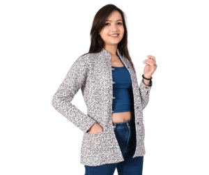 Chaqueta acolchada con estampado de bloques a mano de algodón, nueva moda para mujer, chaqueta de manga larga con cierre de botones estampados de algodón para Otoño e Invierno - Product Image 4