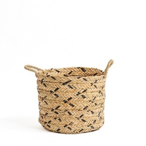 Ensemble de 3 paniers ronds en jonc de mer avec accents noirs, paniers de rangement faits à la main, vente en gros, écologiques, fabriqués au Vietnam - Product Image 3