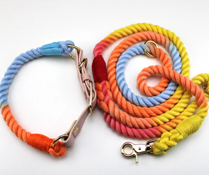 ชุดสายจูงสุนัขแบบทำมือชุดสายจูงสุนัขทำจากผ้าฝ้ายสีออมเบร - Product Image 2