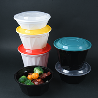 1560ml Récipient alimentaire rond en plastique jetable pour soupe de nouilles Ramen Bol pour micro-ondes avec trou d'air