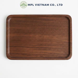 Bandeja de Servir de Madera de Nogal Negro Sólido de Lujo, Plato Decorativo Rectangular Elegante para Postres y Café - Product Image 4