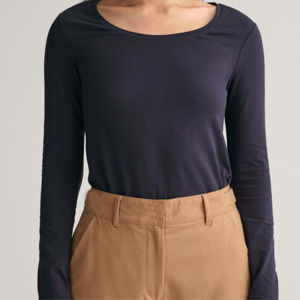 T-shirts à manches longues de couleur unie de haute qualité, nouveau style, vente en gros, t-shirts en toile personnalisés pour femmes, coupe ajustée - Produit de qualité supérieure - Product Image 4