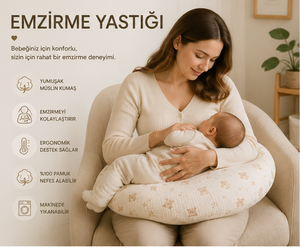 Almohadas de Lactancia para Bebés al por Mayor, 100% Algodón Muselina, Cojín Ergonómico para Amamantar, Correa Ajustable para la Cintura, Funda Extraíble, Turquía - Product Image 4