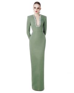 Robe EMERALD U-LINE _ robe de soirée de luxe haute couture de la marque locale vietnamienne - Product Image 1