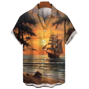 เสื้อเชิ๊ตผู้ชายแขนครึ่งเดียวพิมพ์ลาย3D มีสไตล์ - Product Image 4