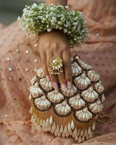 Sacs à main brodés uniques pour la maison, style bohème, travail de broderie, pochettes à main carrées, chaînes de perles, design fantaisie, doublure - Product Image 4