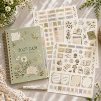 Agenda académique botanique LABON personnalisé 2027 2028 A5 B5, spirale, couverture rigide, onglets, autocollants, organisateur mensuel et hebdomadaire pour les études