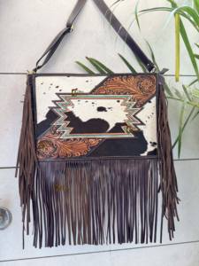 Bolso tallado de Mano a Mano de piel de vaca con estilo para mujer, gran capacidad, cierre de cremallera, bolso de mano combinado, forro de nailon - Product Image 6