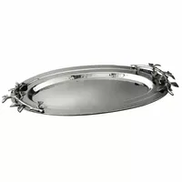 Plateau de service rond pour mariage, très vendu, de qualité supérieure, en aluminium plaqué argent, design Art Déco, personnalisable