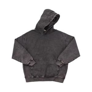 Sweat à capuche pour homme en polyester/coton épais 270 grammes personnalisé coupe régulière délavé à l'acide design uni motif teint hiver vente en gros - Product Image 3