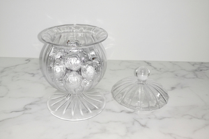 LW67 20cm Pot à bonbons en verre soufflé à la main bleu roi, style art populaire égyptien, souvenir décoratif, pot d'apothicaire côtelé avec couvercle, artisanal - Product Image 3