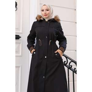 Manteau long décontracté noir à manches longues Mega Merchant 90785 - Product Image 2