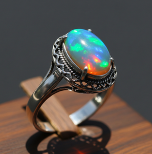 Dernier design, bague personnalisée en acier inoxydable, sertie de pierres, certifiée, tendance, haute qualité, opale éthiopienne, cristal, rhodium, or rose - Product Image 1