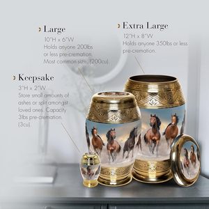 Urna Funeraria Personalizada con Caballos Salvajes para Adultos - Urna Decorativa Hecha a Mano para Cenizas Humanas - Product Image 3