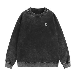Nouveaux sweats épais en éponge française personnalisés Patchwork pull à col rond lavage à l'acide sweat en détresse hommes - Product Image 2