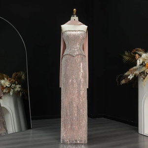 Robe de soirée sirène ajustée Jancember LSZ661 à motif diamanté linéaire scintillant et perles lourdes - Product Image 2